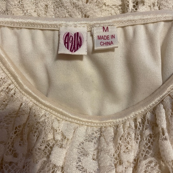 M AUW Lace cream midi high low tank dress elastic waist (missing belt) - Picture 7 of 8